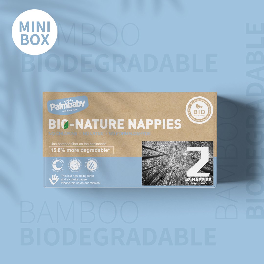 ECO-Friendly Disposable Baby Nappies Newborn Nappies Size 2(4-8kg) 48 Count-Palmbaby